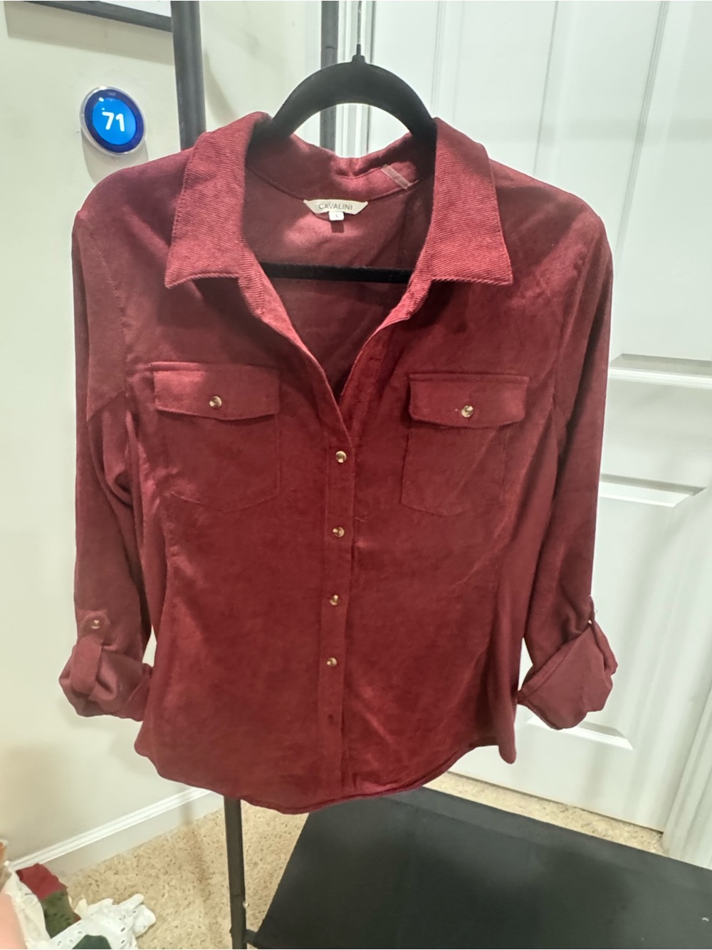 Cavalini Deep Burgundy Corduroy Button-Front Utility Shirt